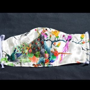 Embroidered And Painted Peacock Fave Mask On Silk